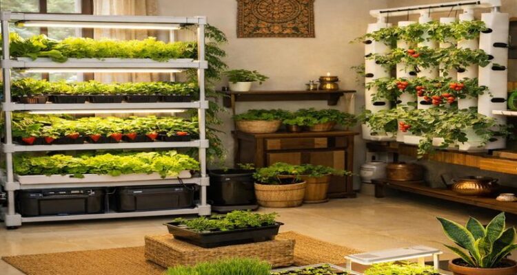 Indoor farming setup at home in India with modern smart gardening ideas