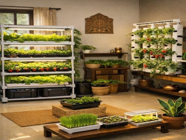 Indoor farming setup at home in India with modern smart gardening ideas
