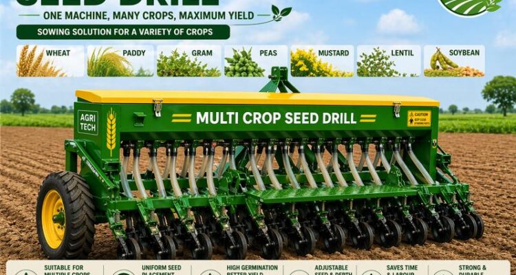 Seed drill machine used for wheat sowing in Indian farming