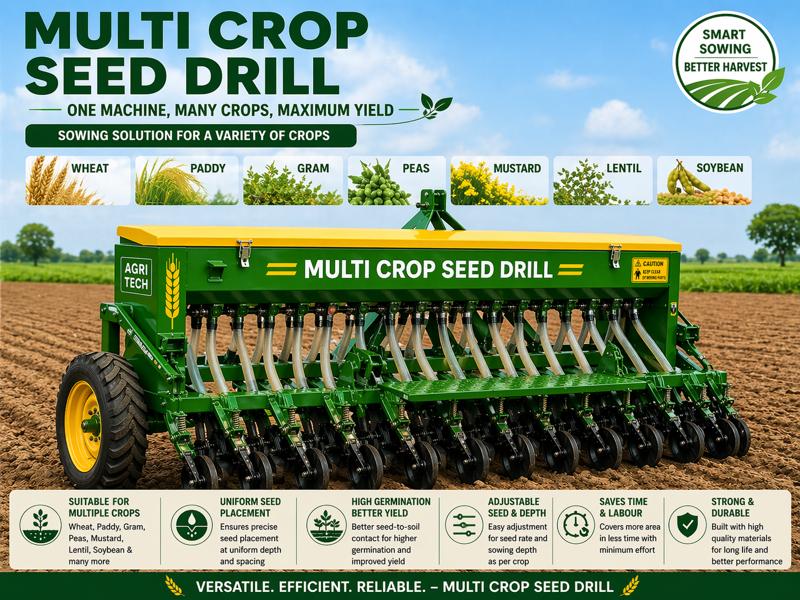 Seed drill machine used for wheat sowing in Indian farming