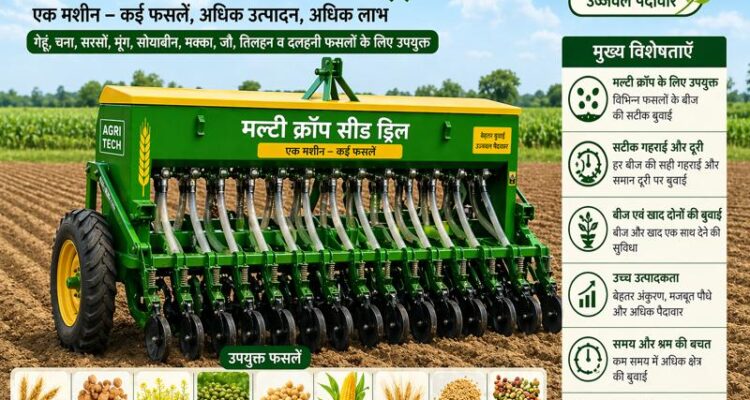 multi crop seed drill machine use for wheat farming in India