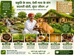 Desi gay ke saath prakritik kheti karta safal Bharatiya kisan