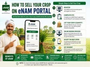 Farmer selling crops online using E-NAM Portal in India