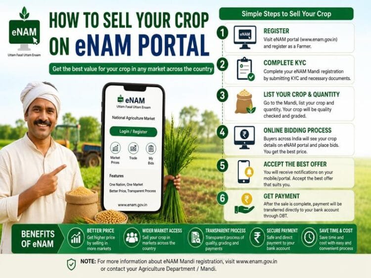 Farmer selling crops online using E-NAM Portal in India