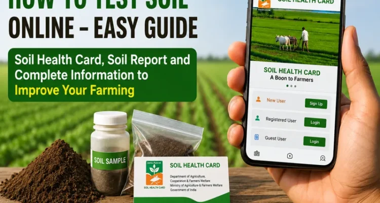 Farmer checking farm soil test report online in India