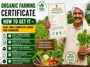 Indian farmer applying for organic farming certificate in India