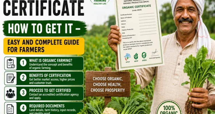 Indian farmer applying for organic farming certificate in India