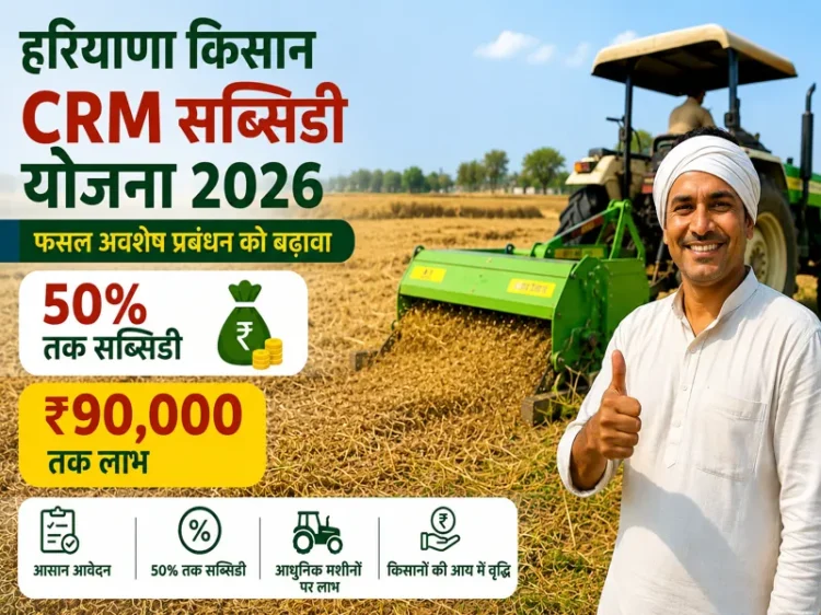 Haryana CRM Subsidy Yojana 2026 me 50 pratishat subsidy aur 90000 labh