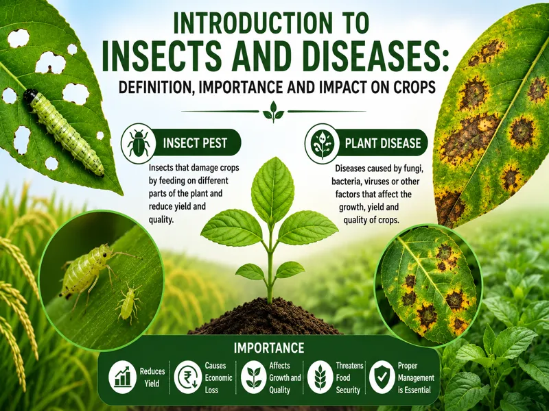 Pests and diseases in crops with examples and impact on crop production