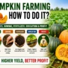 Pumpkin farming in India with healthy crop in a commercial field