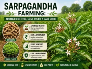 Sarpagandha farming guide showing medicinal plant cultivation in field