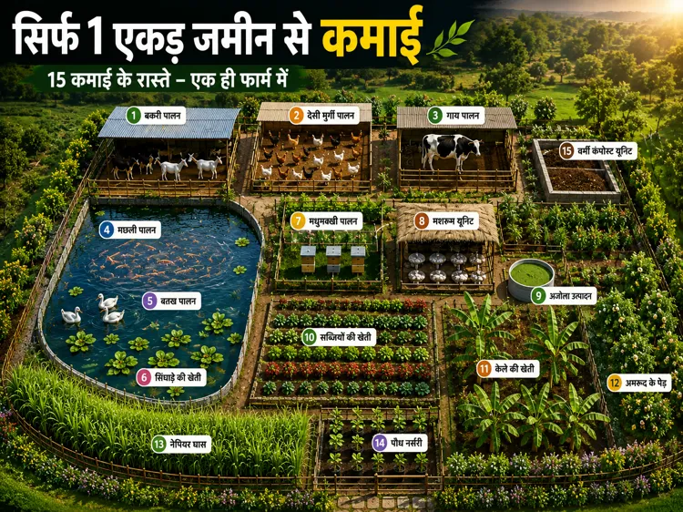 Sirf 1 acre jameen se kamai ke 15 raaste aur integrated farming plan