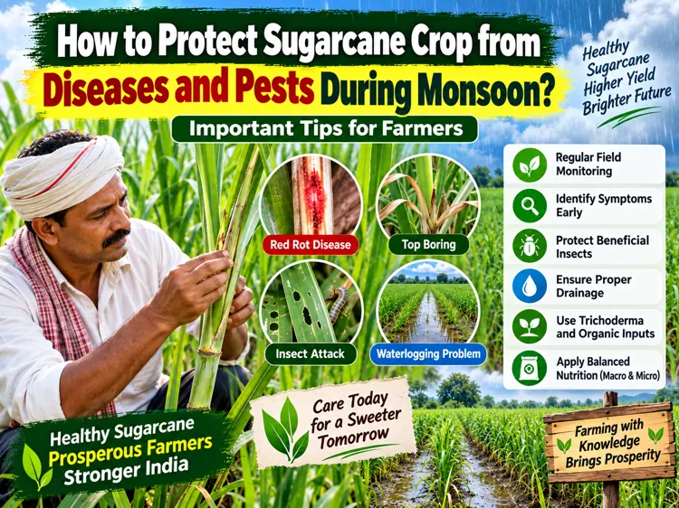 Sugarcane crop protection during rainy season from pests and diseases